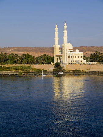 Mosque on the Banks of the River Nile in Egyptの写真素材
