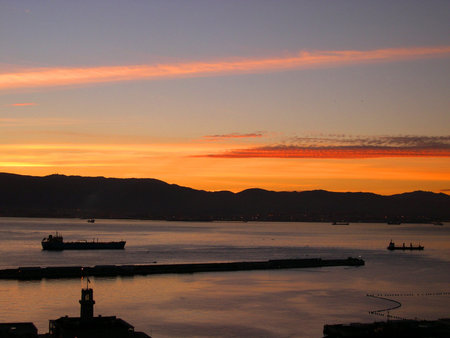 Sunset over the Harbour on the Rock of Gibraltarの写真素材