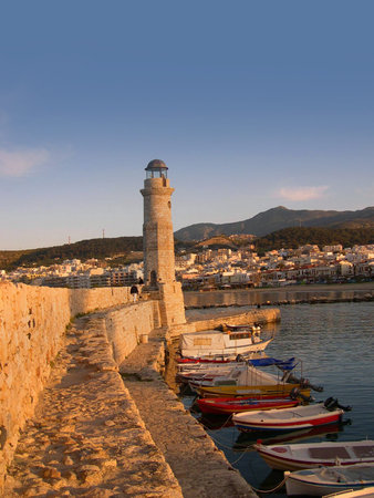 Lighthouse in the Venetian Harbour at Rethymno Crete