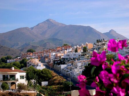 The Alpujarra Mountains from Nerja Andalucia Spainの写真素材