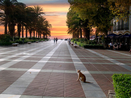sunset on the Balcon de Europa Nerja Spainのeditorial素材