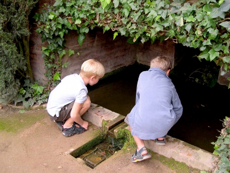 Gardens of the 13th century Alhambra Palace in Granada Spainの写真素材