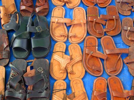 Sandals on the Market in Frigiliana Andalucia Spainの写真素材