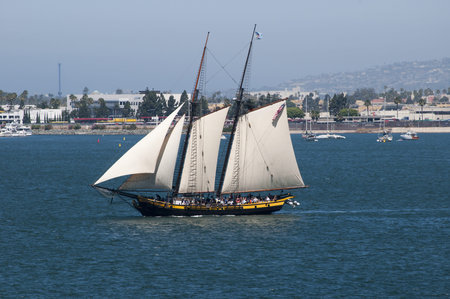 Tall Sailing Ships in Harbour of San Diego California USAの写真素材