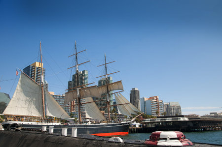 Tall Sailing Ships in Harbour of San Diego California USA
