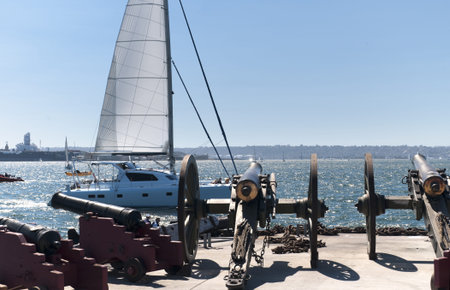 Cannons on quayside in Festival in San Diego California