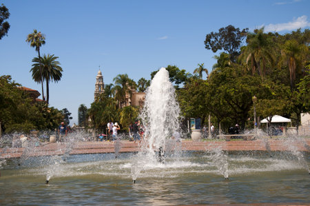 Fountains in Balboa Park in San Diego California USAのeditorial素材