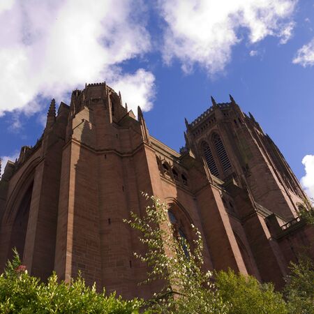 Liverpool Anglican Cathedral in the City of Liverpool Englandの写真素材