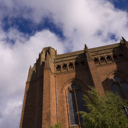 Liverpool Anglican Cathedral in the City of Liverpool Englandの写真素材