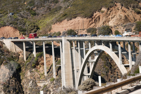 bridge on the Big Sur coast from Highway 1 California USA