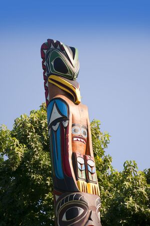 Totem Pole by the Space Needle in Seattle Washington USAの写真素材
