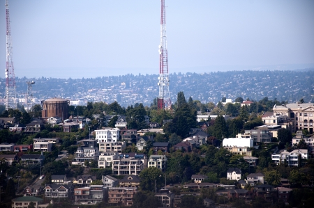 City scape from the top of the Space Needle in Seatte Washington USAの写真素材