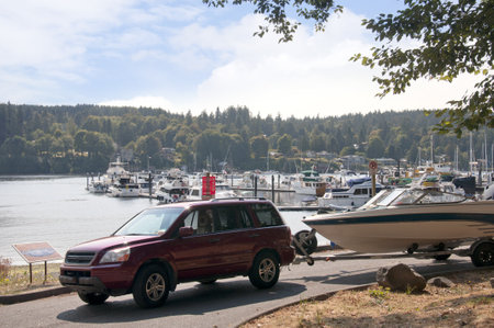 Bainbridge Island across the Puget Sound from Seattle Washington USAのeditorial素材