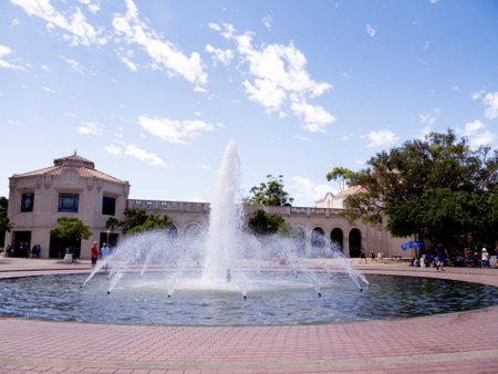 Fountains in Balboa Park in San Diego California USAのeditorial素材