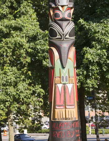 Totem Pole by the Space Needle in Seattle Washington USAのeditorial素材