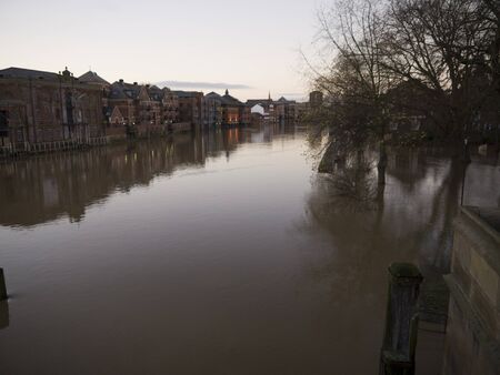 Floods in York city centre in December 2012の写真素材