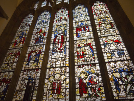 Stained glass in St Michaels Spurriergate Church in City of York Englandのeditorial素材