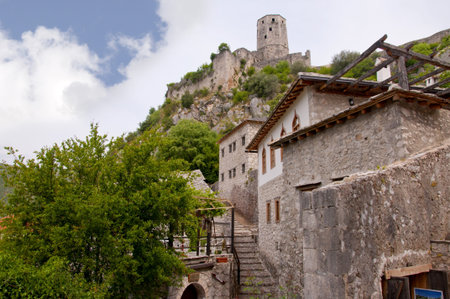 Pocitelj a town in Bosnia and Herzegovina devastated in the Bosnian War in 1993の写真素材