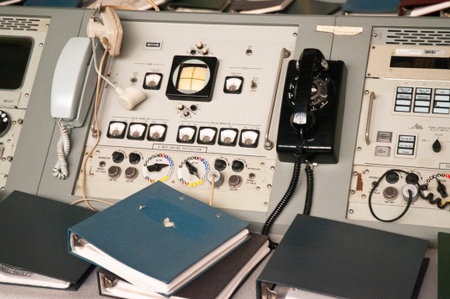 Original computer equipment used for the first trip to the Moon at Kennedy Space Centre Florida USAのeditorial素材