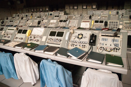 Original computer equipment used for the first trip to the Moon at Kennedy Space Centre Florida USAのeditorial素材