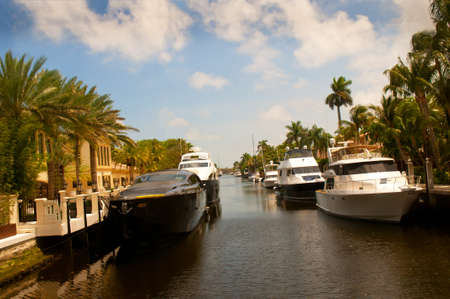 Quiet side canal in Miami Florida USAの写真素材