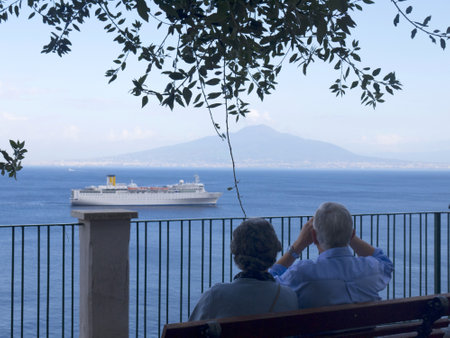 Volcano Mount Vesuvius and the Bay of Naples in Southern Italyのeditorial素材