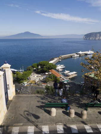 View of the Volcano Mount Vesuvius and the Bay of Naples in Southern Italyのeditorial素材