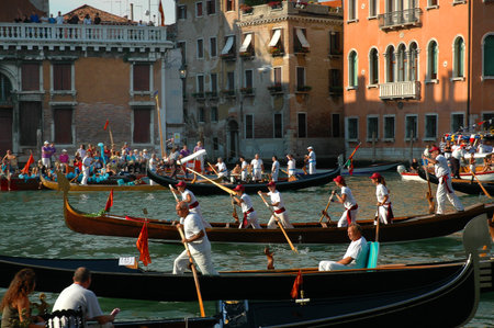 The Annual Regatta along the Grand Canal in Venice Italyのeditorial素材