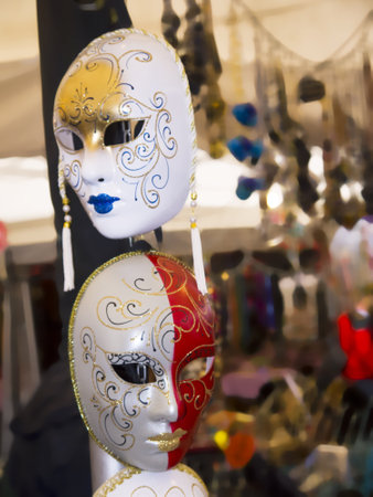 Venetian Masks on the market at Campo di Fiori in Rome Italyのeditorial素材