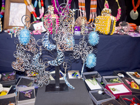 Glass Jewellery on the market at Campo di Fiori in Rome Italyのeditorial素材