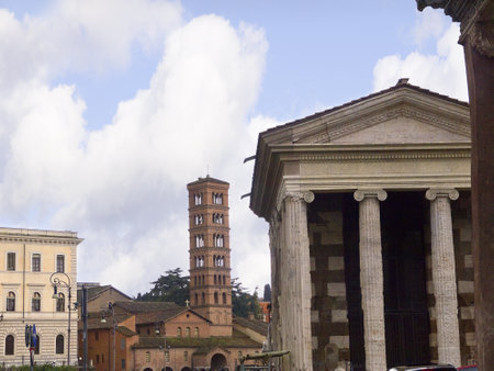 Temple of Vesta and St Maria in Cosmedin in Rome Italyのeditorial素材