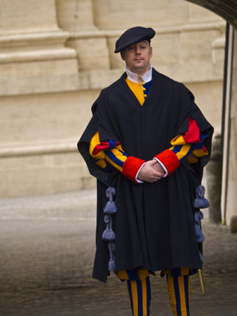 Swiss Guard at the Vatican in Rome Italyのeditorial素材