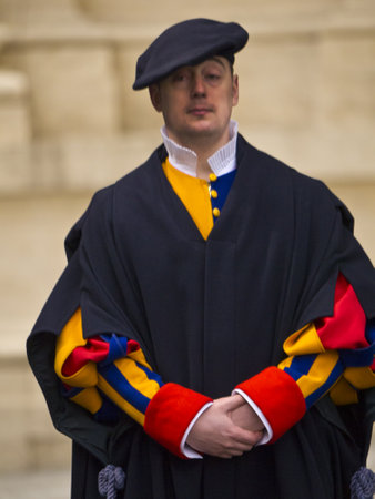 Swiss Guard at the Vatican in Rome Italyのeditorial素材