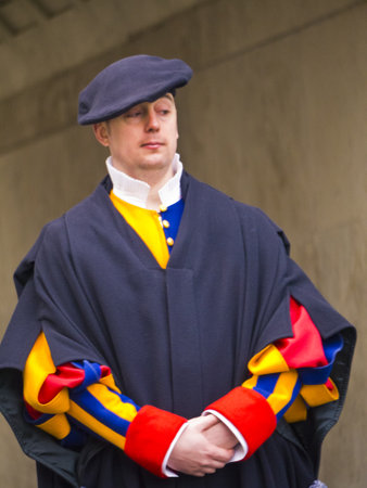 Swiss Guard at the Vatican in Rome Italyのeditorial素材
