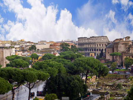 Ruins in the Roman Forum in Rome Italyのeditorial素材