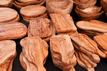 Olive wood Items on the Market in Rome Italyのeditorial素材