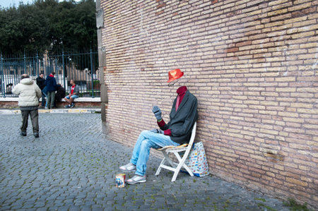 Invisible Man Busker in Rome Italyのeditorial素材