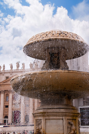Fountain in St Peters Square in Rome Italyのeditorial素材