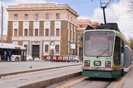 Tram in Piazza del Risorgimento in Rome Italyのeditorial素材