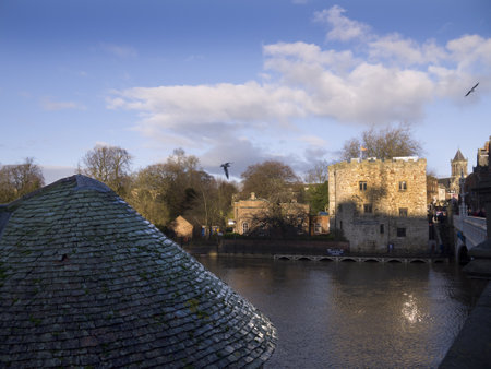 Tower on Bridge over the River Ouse in York Englandのeditorial素材