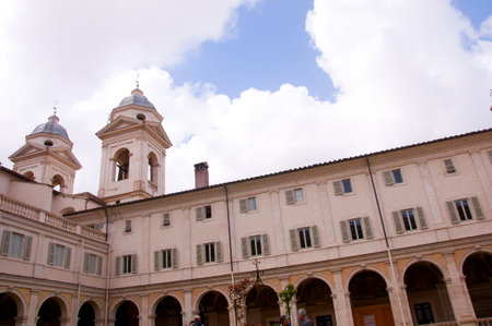The Trinita dei Monte Church at the top of the Spanish Steps Rome Italyのeditorial素材