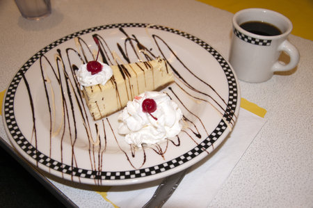 New Yorker Cheesecake and cup of coffee in Seattle Airportのeditorial素材