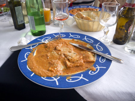 Ravioli in Tomato Sauce in Marina Grande Sorrento Italyのeditorial素材
