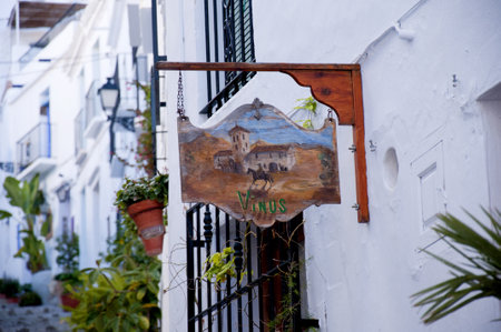 The narrow streets of Frigiliana one of the White Villages in Andalucia Spainのeditorial素材