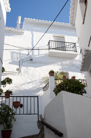 The narrow streets of Frigiliana one of the White Villages in Andalucia Spainのeditorial素材