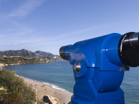 View over the Burriana Beach in Nerja Spainのeditorial素材