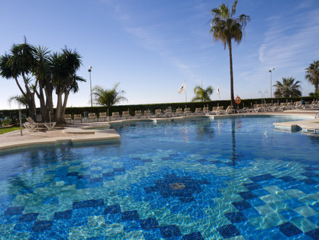 Swimming pool in Nerja Spainのeditorial素材