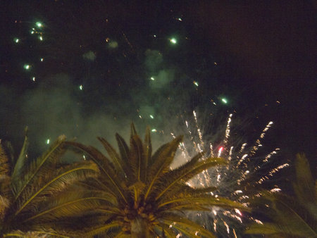 New Year fireworks on the Balcon de Europa in Nerja Spainのeditorial素材