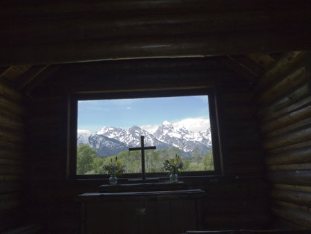 Chapel of the Transfiguration in the Grand Tetons National Park Wyoming USAのeditorial素材