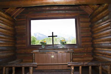 Chapel of the Transfiguration in the Grand Tetons National Park Wyoming USAのeditorial素材